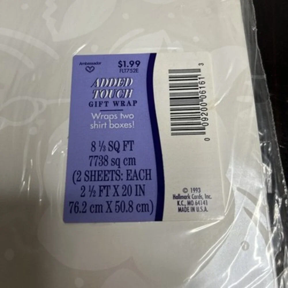 Vintage Hallmark & Added Plus ‘93 Gift Wrap Wedding Floral Pearly Shower 6 Packs